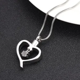 XWJ10060 SHINY STEEL PET DOG CAT CHARCH HANG HANG HANG HOLLOW HEART MEMORIAL URN ANIMOMES ASHES HOLDER CREMATION PENDANT JEWELLERY1268W