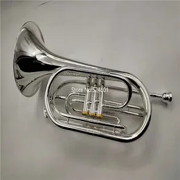 Högkvalitativ marschering Trombone Horn BB Tune Sliver pläterad professionell musikinstrument med fodral Gratis frakt