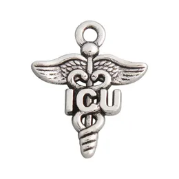 Online Wholesale Fashion Alloy Caduceus Medical ICU Charms Jewelry DIY Nurse Doctor Pendants 19*23mm 50pcs AAC825