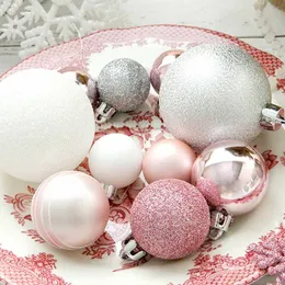 50pcs Pink/Color Mixed Christmas Balls Plastic Ball Ornaments with Box Home Christmas Tree Pendant Christmas Decorations 2021 201203