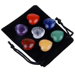 Natural Crystal Healing Gemstones Set Rose Agat Quartz Heart Shape Crystal Chakra Healing Stones DIY Smycken Tillbehör