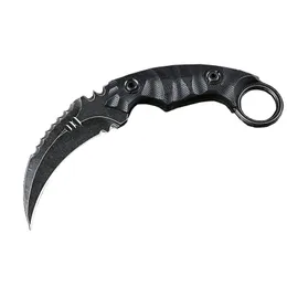 Нож карамбита D2 атласная / черная каменная мытье Black Black G10 ручка когтя ножи с кожаной оболочкой H5458