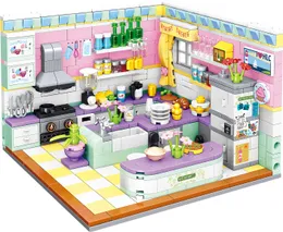 194pcs City Building Bloks Zestawy Zestawy Przyjaciele domowe sypialnia Kuchnia Model 3 w 1 Deform Brinquedos edukacyjne zabawki dla dziewcząt