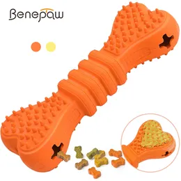 Benepaw Bite Resistent Dog Chew Toys Interactive Safe Food Dispensing Rubber Pet Leksaker för Små Medium Stora Hundar Tänder Rengöring LJ201028