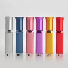 100pcs 6ML Portable Aluminum Perfume Bottle With Atomizer Mini Refillable Travel Perfume Sprayer Empty Glass Parfum Case