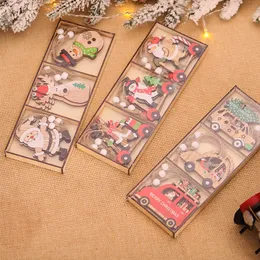 christmas tree wooden hanging pendant new cartoon santa snowman deer car design hanging ornament 9 pcs/set