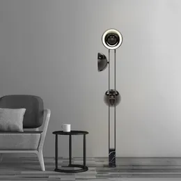 Marmor Nordic Enkel Led Floor Lampa Postmodern Studie Vardagsrum Svart Vertikal Armaturer Sovrum Designer Stående Belysning
