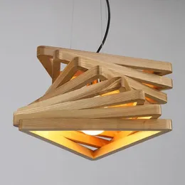 Creative Design Light Spiral Wood Pendant Light Wood Dinning Hall Hängande lampor Trä Rustik Belysning Fixture Vardagsrum