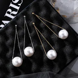 Dangle & Chandelier 2022 Simle Big Imitation Pearl Pendant Long Drop Earrings For Women Fashion Jewelry Party Pendientes Femme Brincos