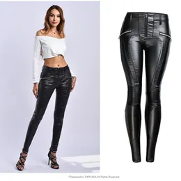 Winter Stretch PU Leather Pants For Womens Trousers Femme Pantalon High Waist Skinny Slim Casual Sweatpants Joggers Female 201031