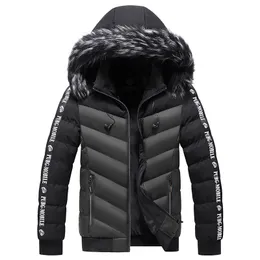 Winter Mens Furry Hooded Parka: Thick Cotton Windproof Jacket for