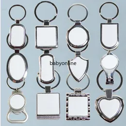 12 Styles Blank keychains For Sublimation Round Love Key Chain Iewelry Thermal Transfer Printing DIY Blank Material Consumables