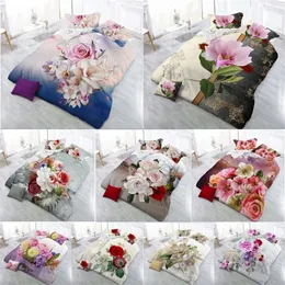 17 Venda Quente Novo 3D Conjuntos de Cama Reativa Flores Padrão Padrão Coil Quarta Cama Caso de Almofada 4 pcs 201022