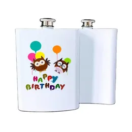 Sublimation Blanks White 8oz Hip Flask Stainless Steel Liquor Flasks Leakproof Wine Flagon Container For Wedding Party Alcohol Whisky Liquor