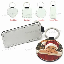 DHL Sublimation Key Chain Puste PU Skórzany Brelok Hot Transfer Drukowanie Klucz Pierścień Jednostronny Drukowany Wisiorek DIY Taśmy 4 Style