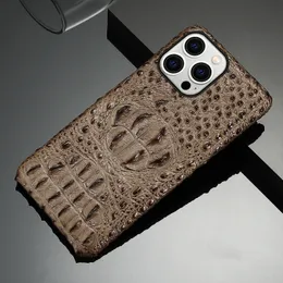 Krokodil äkta läderfodral för iPhone 12 13 mini 12 11 Pro max 6 6s 7 8 Plus x xr xs max 5 5s se fall
