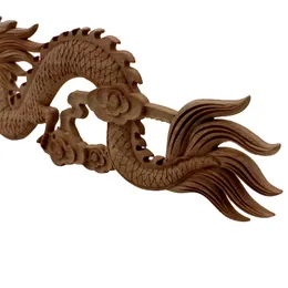 Chinese Dragon Wood Carved Appliques – Set Of 3 Carved Wood Decals For Furniture, Doors, Wall Decor