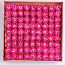 81 PCS Rose Soap Flower Set 3 layers 16 Solid Colors Heart-Shaped Rose Soap Flower Romantic Wedding Party Gift Handmade Petals D 97 J2