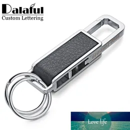 Dalaful Custom Lettering Keychains Keyrings Leather Metal Waist Buckle Rotatable Bottle Opener Tool Key Chains Ring Holder K354