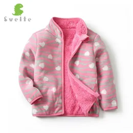 Svelte meninas grossas casacos de pele impresso crianças zipper jaquetas de lã de linho moda espessa velo eterwear suéter esfant 201104