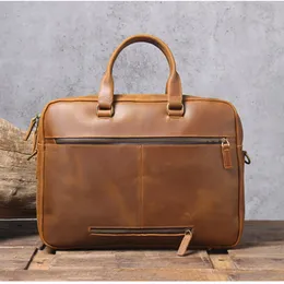 2022 Hbp Aetoo Vintage First-layer Cow Leather Briefcase, Men Mad Horse Leather Laptop Bag, Leather Business Shoulder Bag