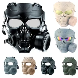 Utomhus Tactical Mask Paintball Shooting Face Protection Gear Halloween Cosplay Horror Skull Mask med Fan No03-322