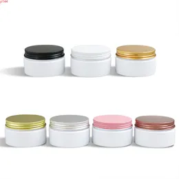 20 x 100g Empty White Cream Cosmetic Jar with Aluminum Lids 100 ml PET Conatiner Silver Lid Heavy Wallgood qualtity