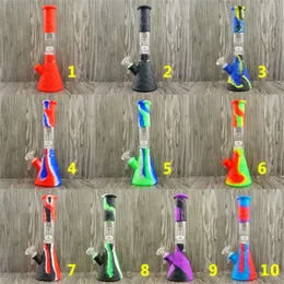 Beher Cam Sigara Suyu Ayarma Bongs Geri Dönüşümer Percolator Yağı Kuleleri Kase 14.4mm Silikon Sigara Bükle El Su Borusu Sigara Nargile