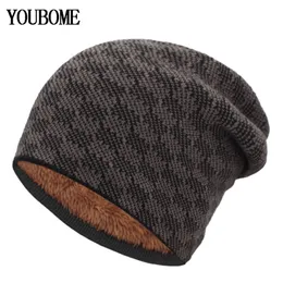 Youbome 니트 모자 여성 Skullies Beanies 남성용 겨울 모자 모직 격자 무늬 Gorros 보닛 따뜻한 부드러운 두꺼운 남성 비니 모자 모자 y201024