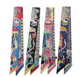 Moda Luksusowa torba Szalik Kobiety Twill Silk Scarf Skinny Scarves Projekt Ręcznik Ręcznik Fullard Neckerchief Headband Dla pań