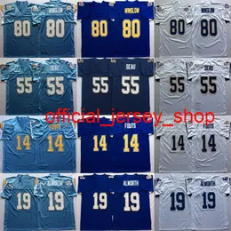 NCAA 14 Dan Fouts Jersey Lance Alworth Junior Seau Kellem Winslow Donanma Mavi Beyaz Retro Futbol Formaları Dikişli Erkek