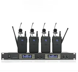 Dual 4 Channel LED Professional Wireless Lavalier Microphone System Collar Clip Set Microfone