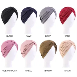 Turban Head Wrap för Kvinnor Stretch Cotton Knuted Cap Cancer Chemo Beanies Headwear Hat för syster vän Kvinna daglig användning