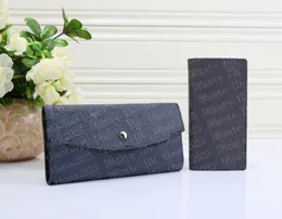 2020 no zipper 2pcs 1set luxury wallet designer wallet womens designer handbags purses clutch wallets leather purse 6 colors 001