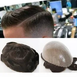 男性の男性の髪の部分の交換システムのための耐久性0.12から0.14mmの皮のタッペ＃1B10色100％人間の髪のメンズかつら