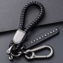Anti-Lost Car Key Pendant Split Rings Keychain Phone Number Card Keyring Auto Vehicle Key Chain Car Accessories G1019
