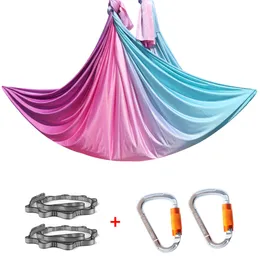 Aerial Yoga Hängematte 4M Set Anti-Schwerkraft Yoga Sling für Übung Aerial Silk Yoga Swing Kit Fliegenbett Q0219