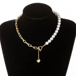 Moda Imitacja Pearl Choker Naszyjnik Dla Kobiet Cute Heart Pearl Krótkie Collares Love Toggle Jewelry Kolye Prezenty