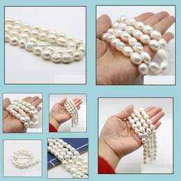 قلادات مخفوقة المعلقات المجوهرات 12-1M Irregar Rice Shape Natural Pearl Necklace 36 سم هدية الزفاف القلادة بالجملة من Produ شبه المصنفة