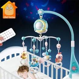 Baby Rattles Crib Mobiles Zabawki Uchwyt Obrotowy Mobile Bed Bell Musical Box Projection 0-12 miesięcy Born Niemowlę Chłopiec Zabawki 220216