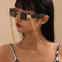 Hip-hop Trend Long Hanging Neck Multi-Layer Chain Sun Glasses Kedja Street Style Simple Solglasögon Metalltillbehör