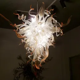 Nowoczesny żyrandol kwiatowy Nowy mody ręcznie dmuchany sztuka szklana lampa liść hotel dekoracja domowego łańcucha led wisiorka na sprzedaż 28 na 36 cali
