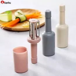 Bottle Shape Solid Color tools Peeler Mult Function Beam Knife Kitchen With Cover Paring Knifes Household WJY591