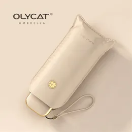 Olycat Luxury Mini Flat Paraply Regn Kvinnor Bärbara Klar Paraplyer Solskydd UV Parasol Tjejer Paraply Vindskyddad Utomhus 210925