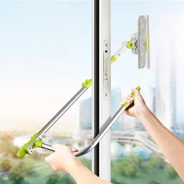 SDARISB-fönster Squeegee Microfiber Extendable Fönster Scrubber Washer Cleaner Tools 180 Roterbar Rengöringsborste för högt fönster 211215