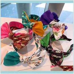 Headbands Jewelry High Quality Korean Chain Designer Letters Print Headband Charm Women Brand Letter Printing Vintage Retro Bowknot Wide Edg