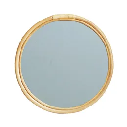 Mirrors Rattan Circle Wall Mirror 16 Inch Round Dressing For Entryways Washrooms HX6D