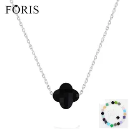 Foris 11 färger Märke Smycken 925 Sterling Silver Luckly Clover Crystal Halsband Kvinnor Julklapp Best ing PN001