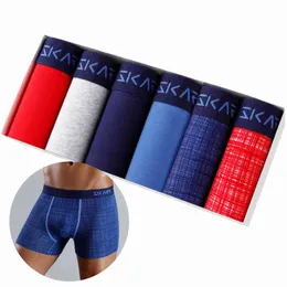 6 sztuk Zestaw bokserów Mężczyzn Bielizna Boxershorts Męskie Majtki Męskie Majki Homme Seksowne Bokser Bokser Spodenki Calzones Puks Luksusowy H1214