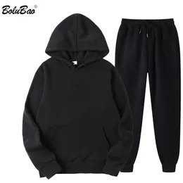 BOLUBAO Primavera Uomo Casual Set Marca Uomo Solid Felpa con cappuccio + Pantaloni Due pezzi Tuta casual Abbigliamento sportivo Felpe Set Abito maschile 210715